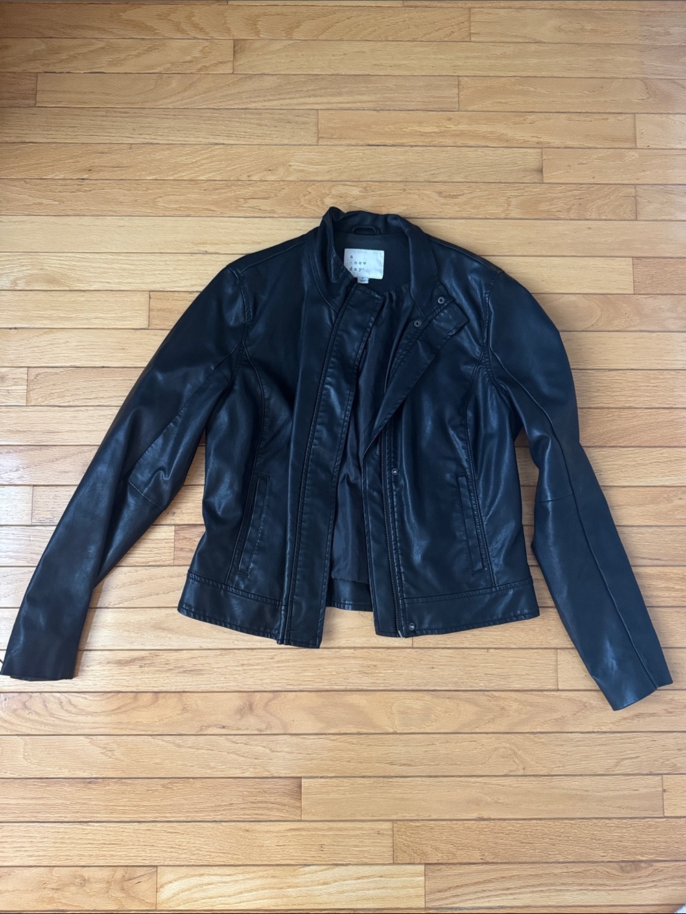 a new day Black Faux Leather Moto Jacket